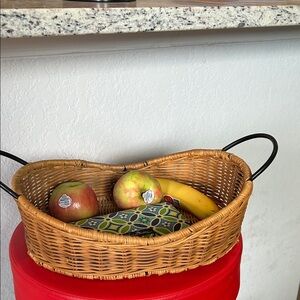 Charming Woven Basket with Black Handles